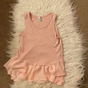 Paper Crane Light Pink Ruffle Hem Tank Top